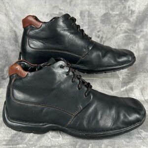 Cole Haan Zeno Chukka‎ Boots Mens Size 9.5 Black Leather W Brown Minimalist
